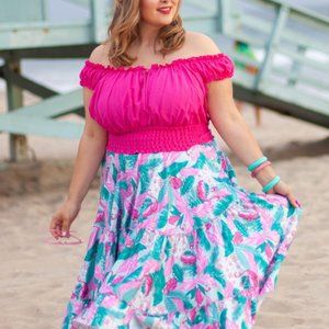 Cha Cha Skirt (Flamingo Print) by Bettie Page